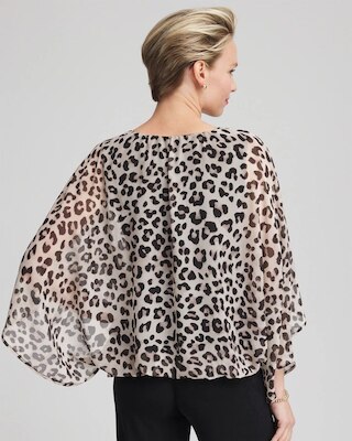 Travelers™ Animal-Print Bubble-Hem Chiffon Blouse click to view larger image.