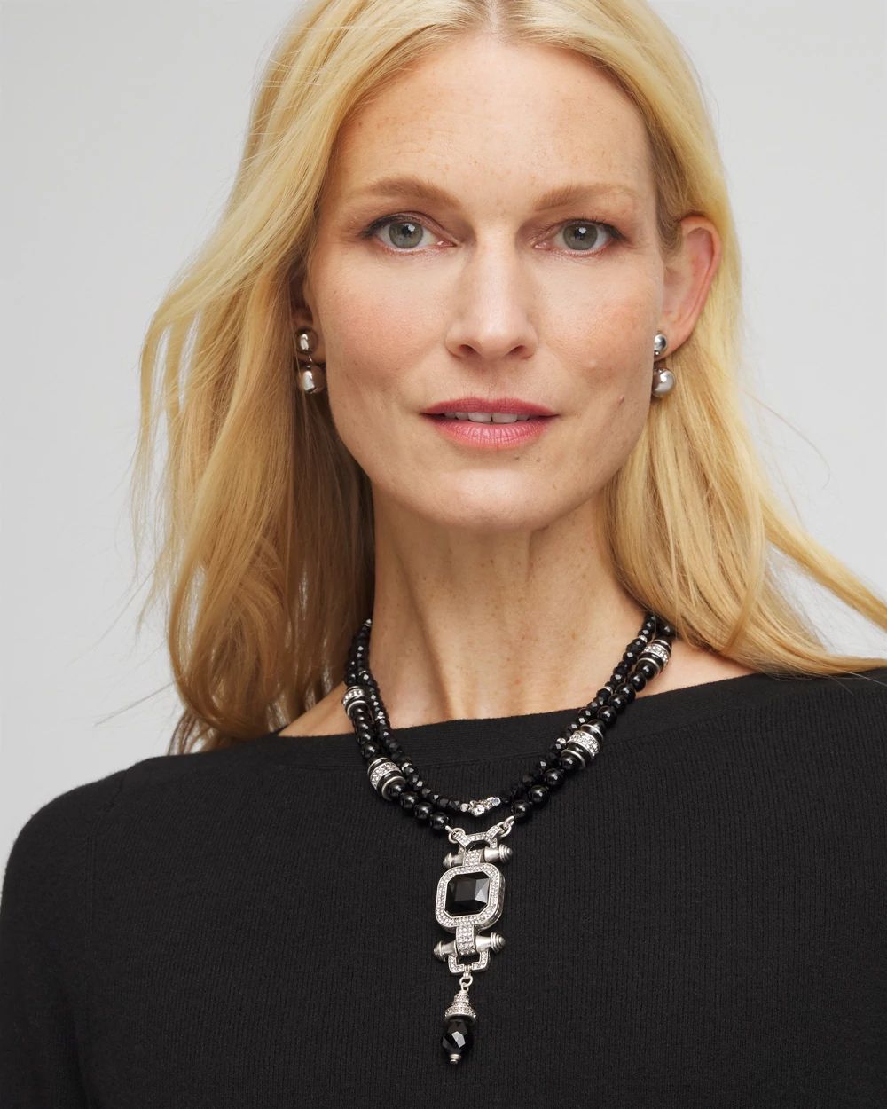 Convertible Black Bead Pendant Necklace