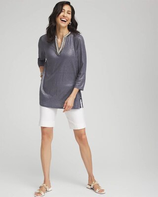 Linen Foil Embellished Tunic click to view larger image.