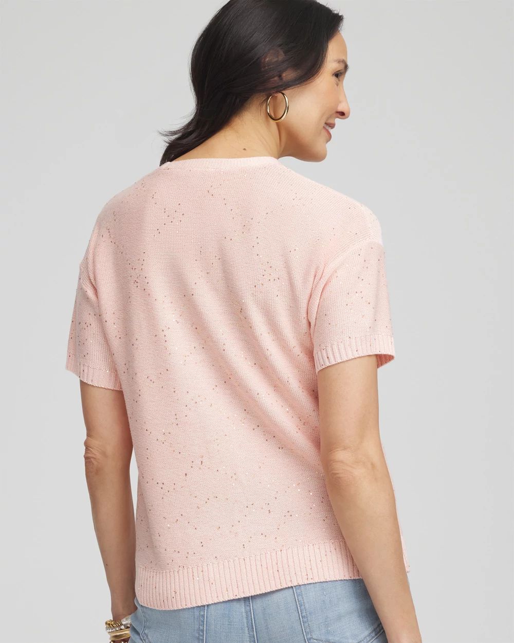 Sequin Short-Sleeved Cardigan click to view larger image.