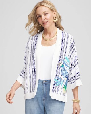 Island Motif Embroidered Cardigan
