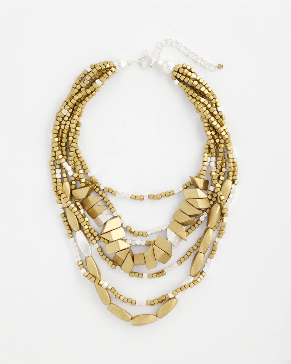 Wood-Beaded Bib Necklace