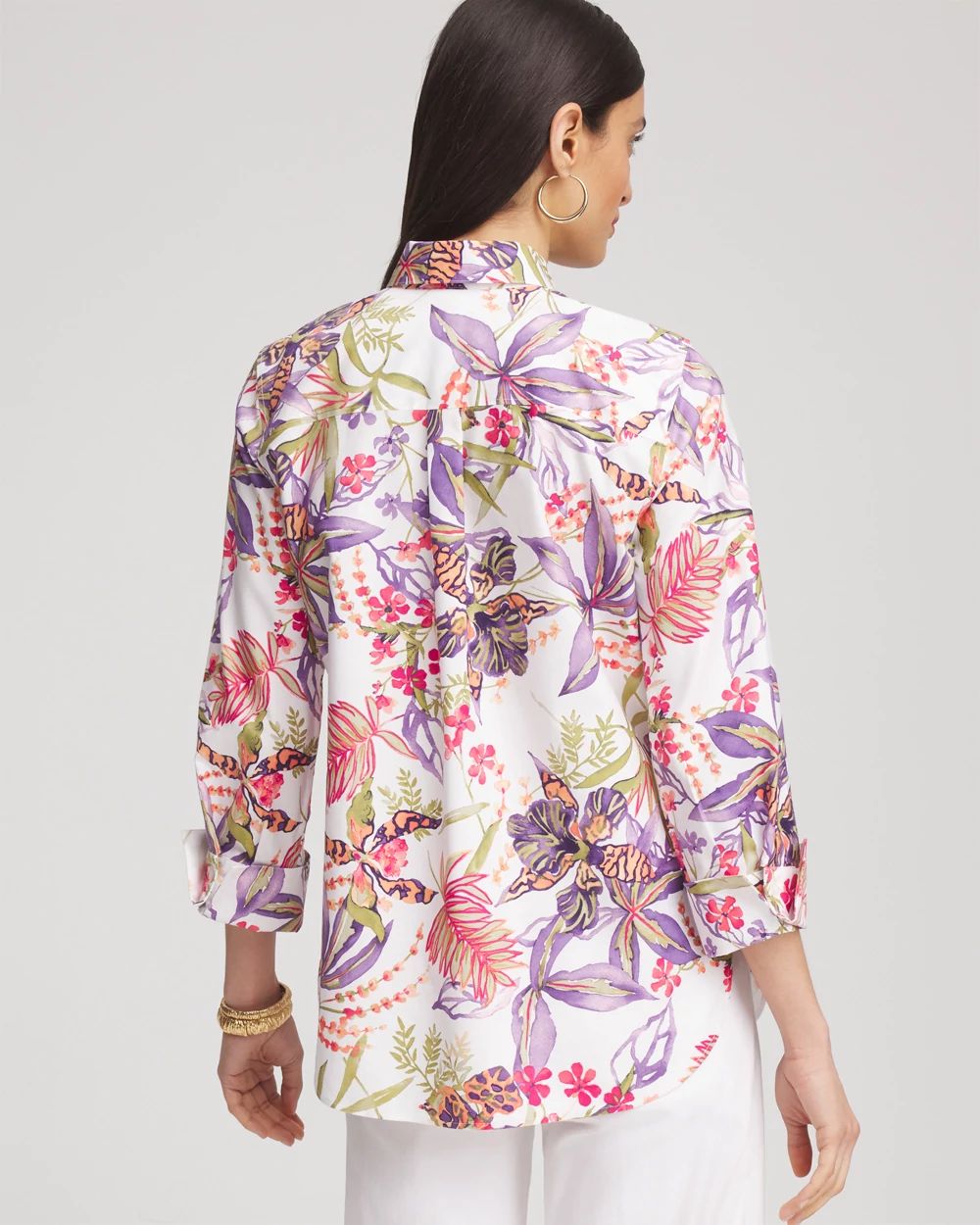 No Iron™ Tropical Floral Stretch Shirt click to view larger image.