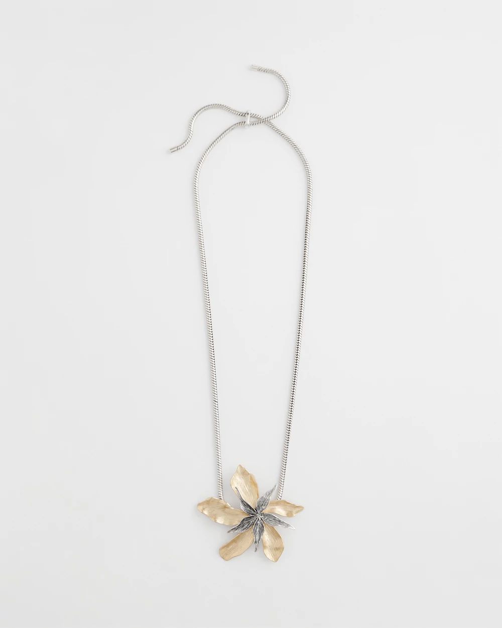 Chico's Originals Mixed Metal Flower Pendant Necklace