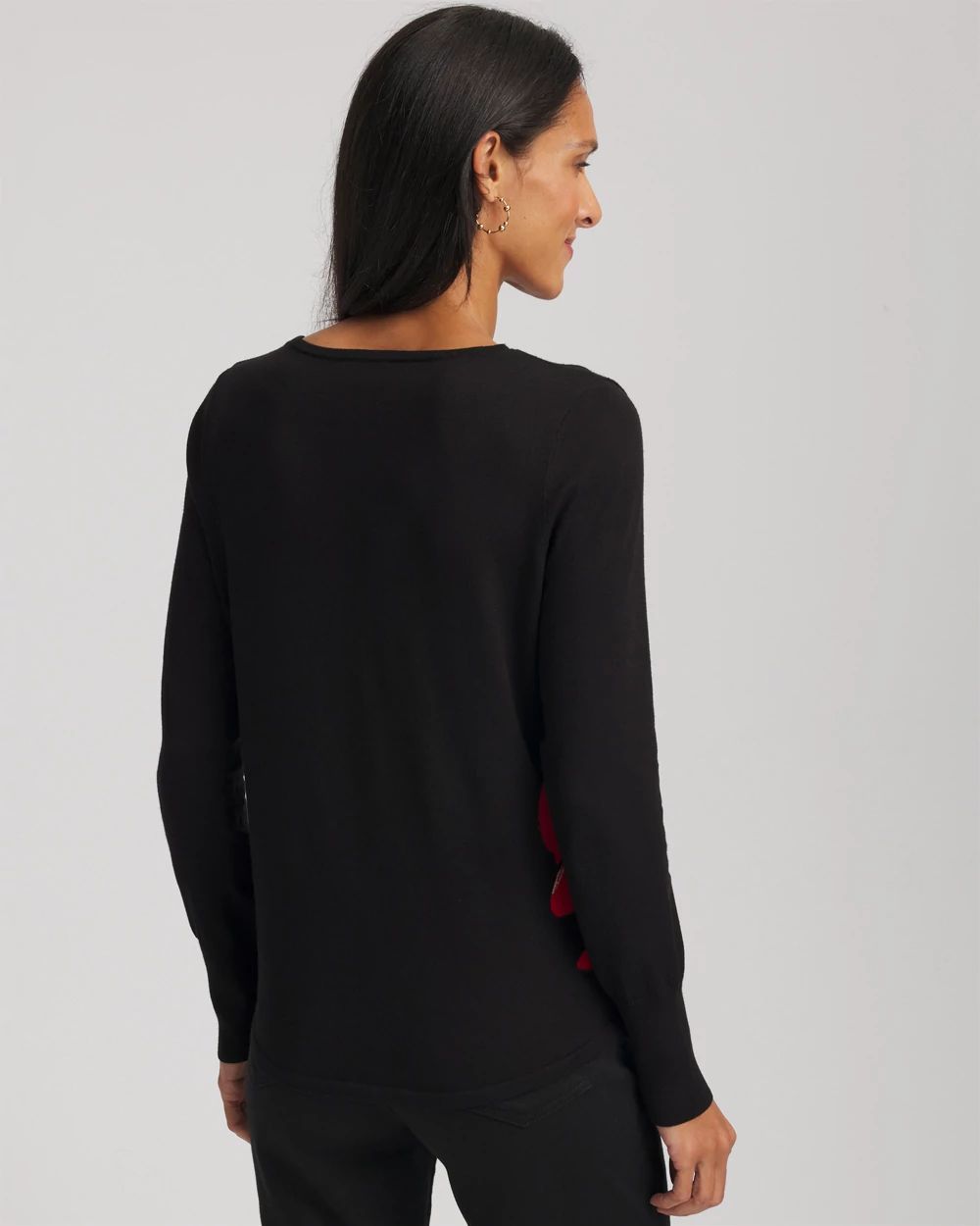 Ella V-Neck Floral Intarsia Sweater click to view larger image.