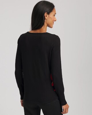 Ella V-Neck Floral Intarsia Sweater click to view larger image.