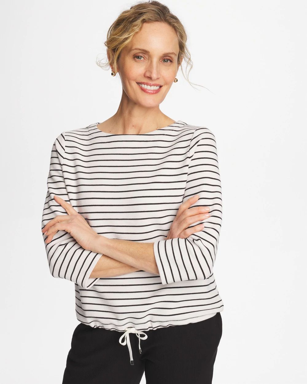 Zenergy® Striped Ottoman Drawstring Top