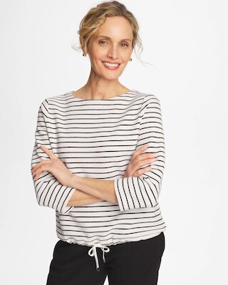 Zenergy® Striped Ottoman Drawstring Top