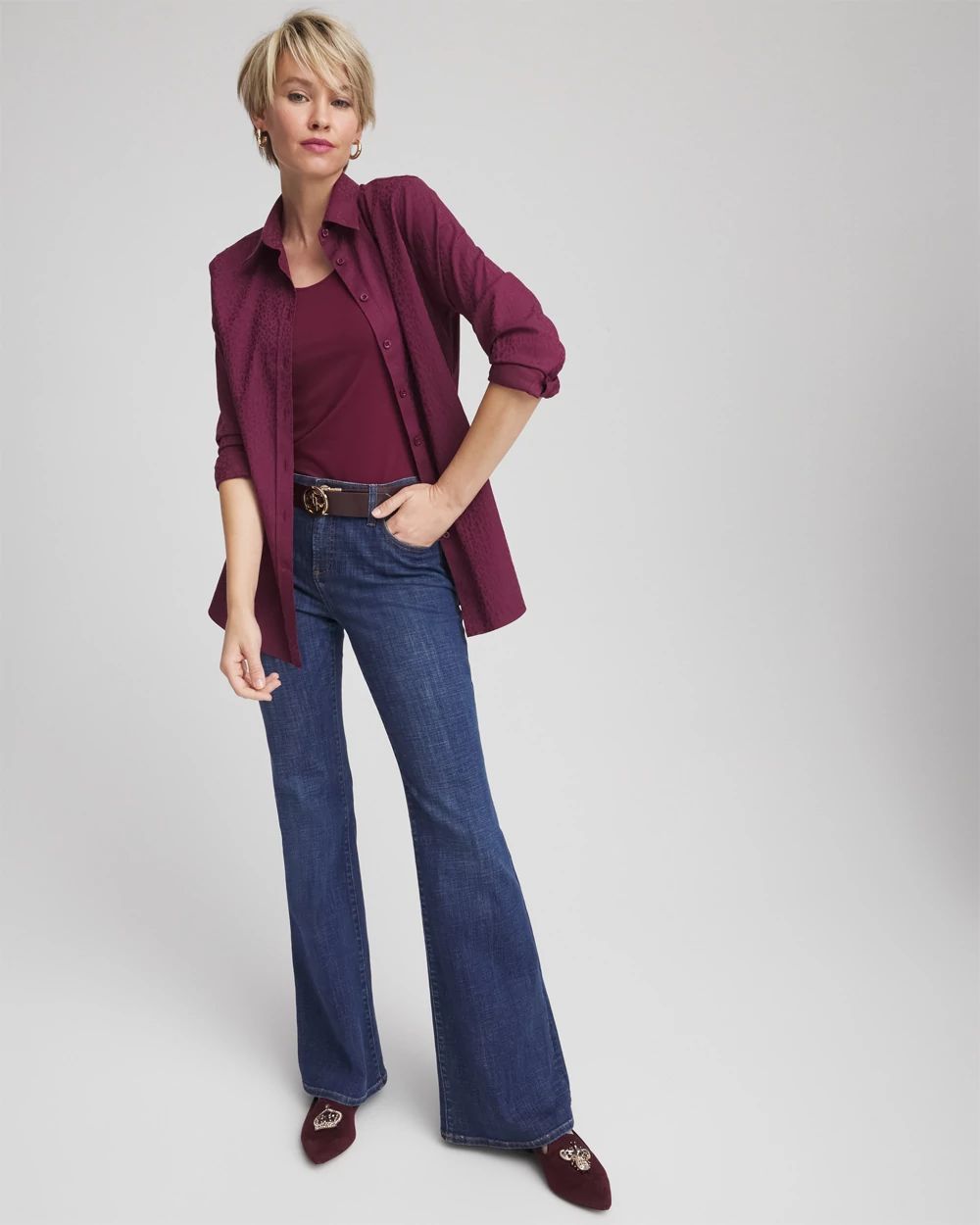 No Iron™ Jacquard Chianti Animal-Motif Shirt click to view larger image.