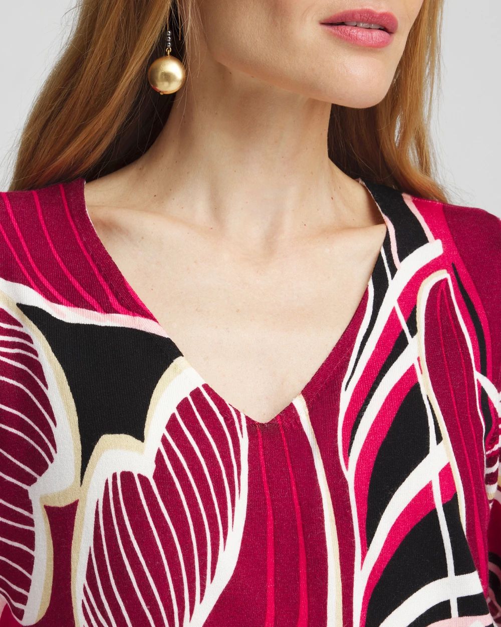 Leaf V-Neck Pullover Sweater