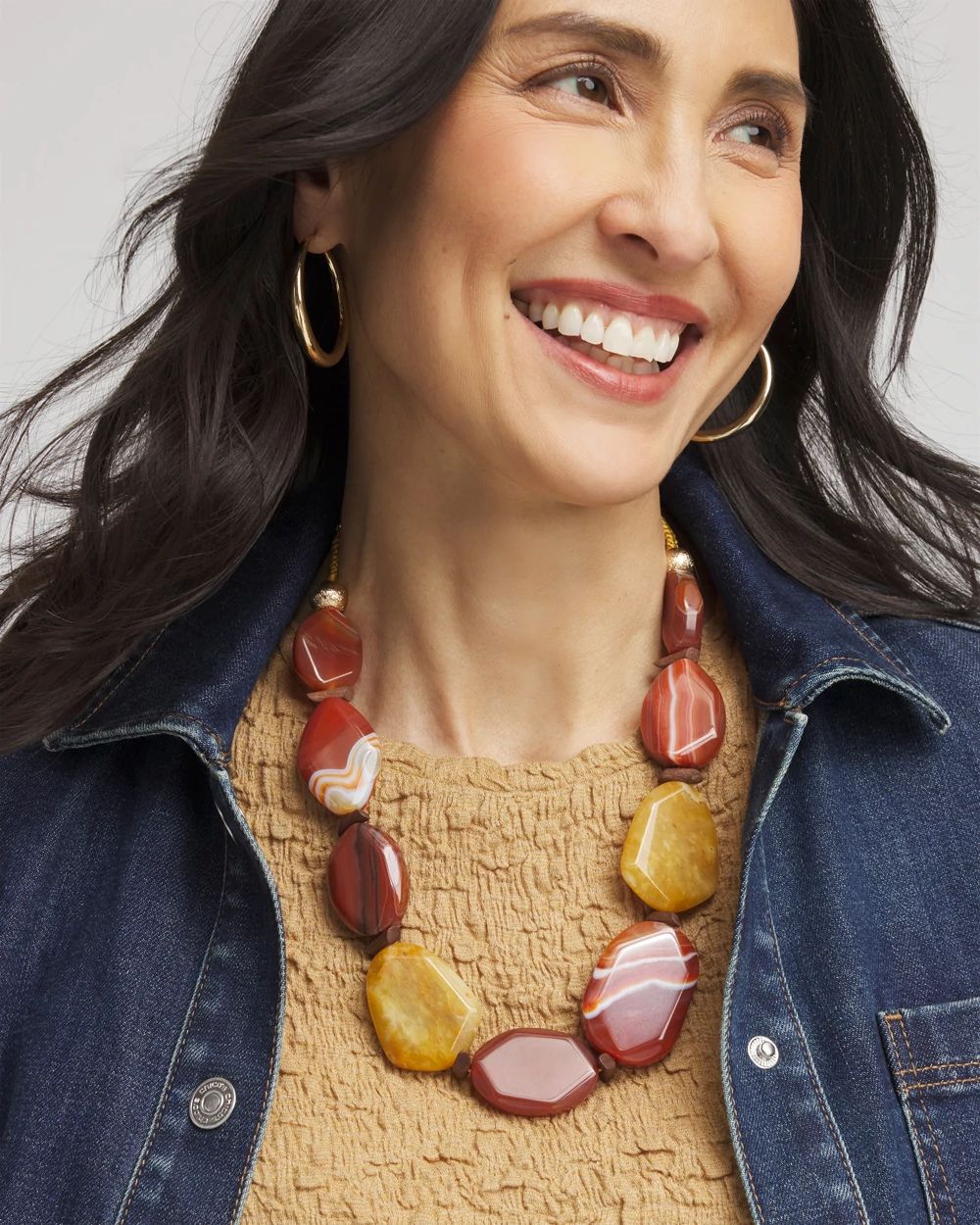 Agate & Jade Mixed Stone Bib Necklace