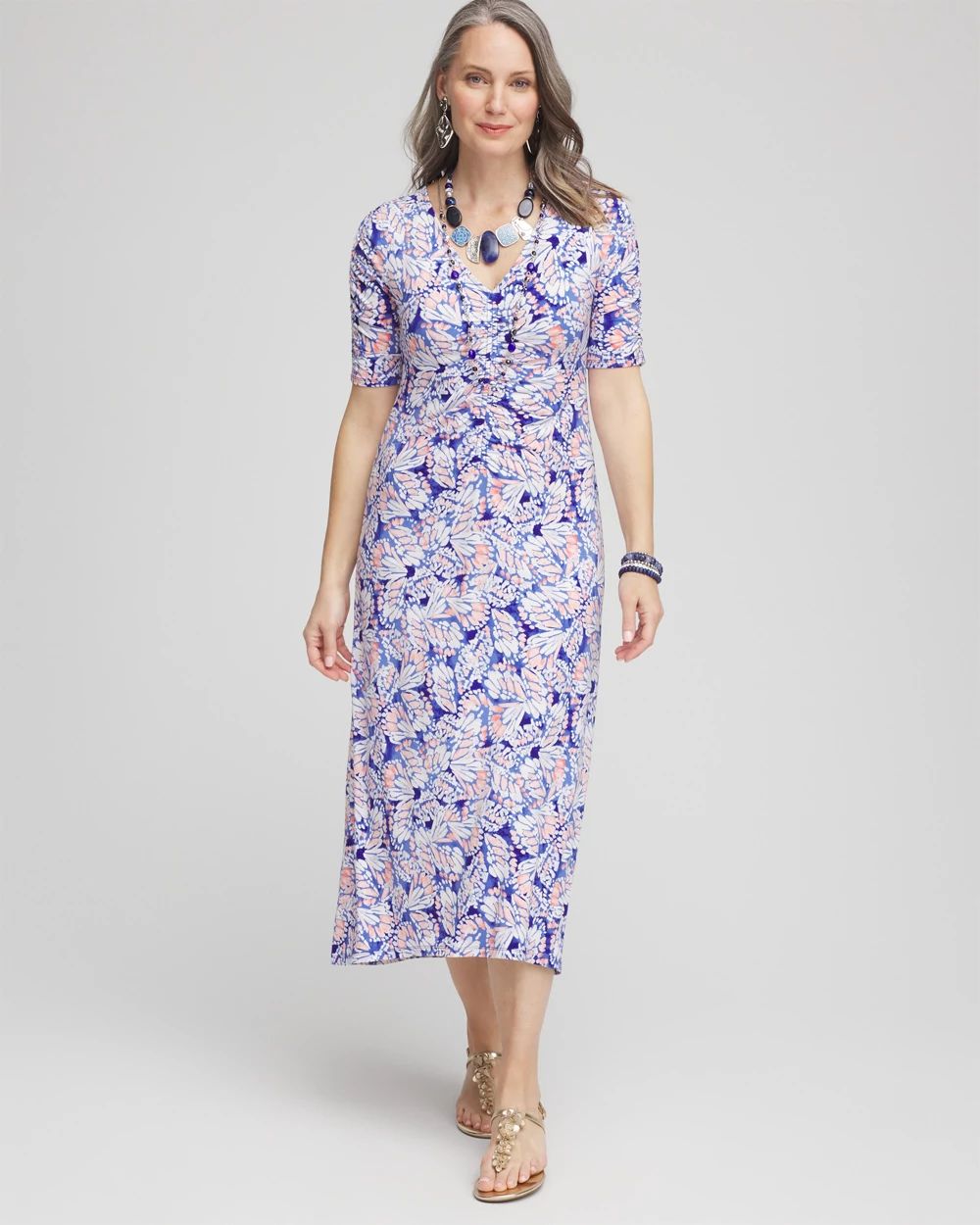 Ruched Jersey Midi Dress