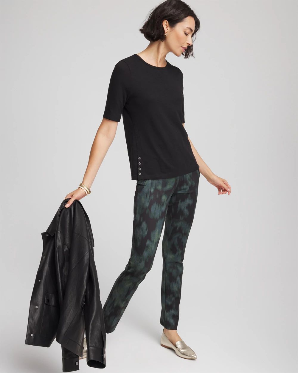 Slub Crewneck Button Tee click to view larger image.