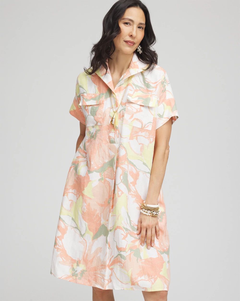 Floral Linen Shirtdress