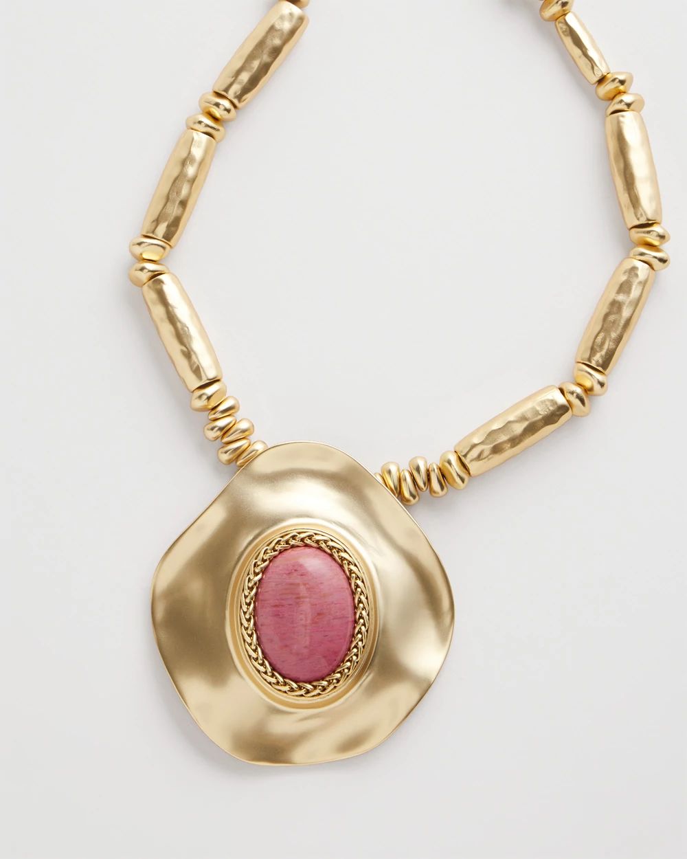 Golden Rhodonite Stone Pendant Necklace click to view larger image.