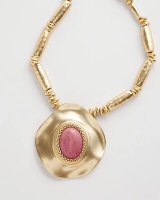 Golden Rhodonite Stone Pendant Necklace click to view larger image.