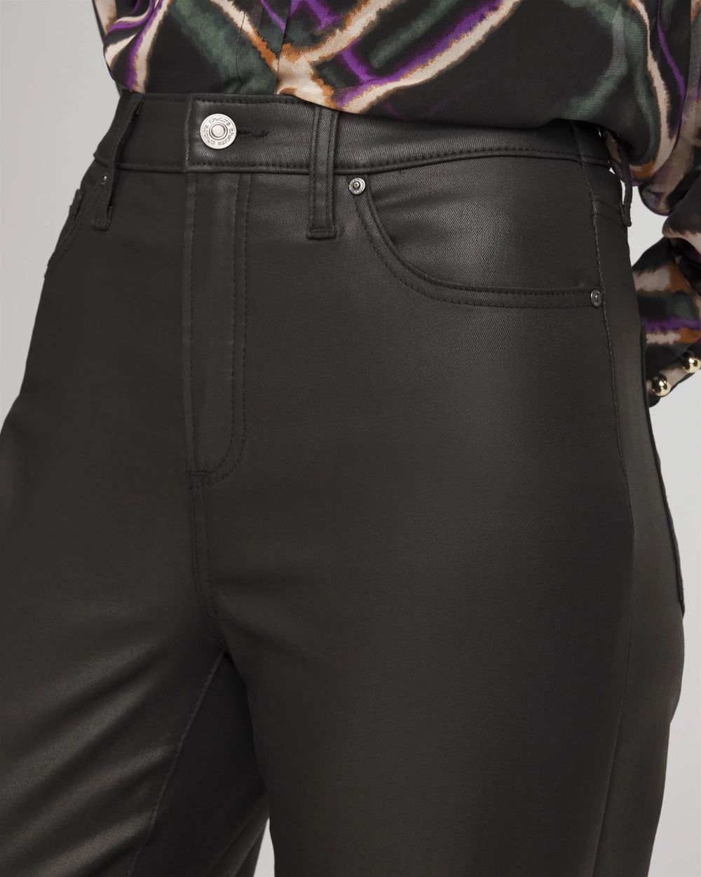 High Rise Wide Leg Coated Denim Jeans