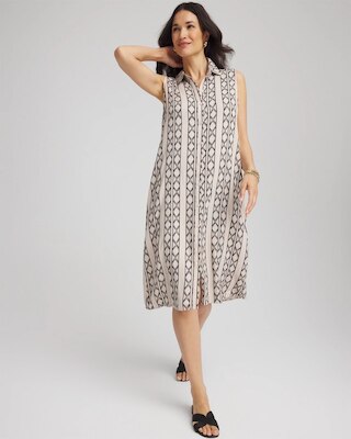 Printed Sleeveless Silk-Twill Shirtdress click to view larger image.