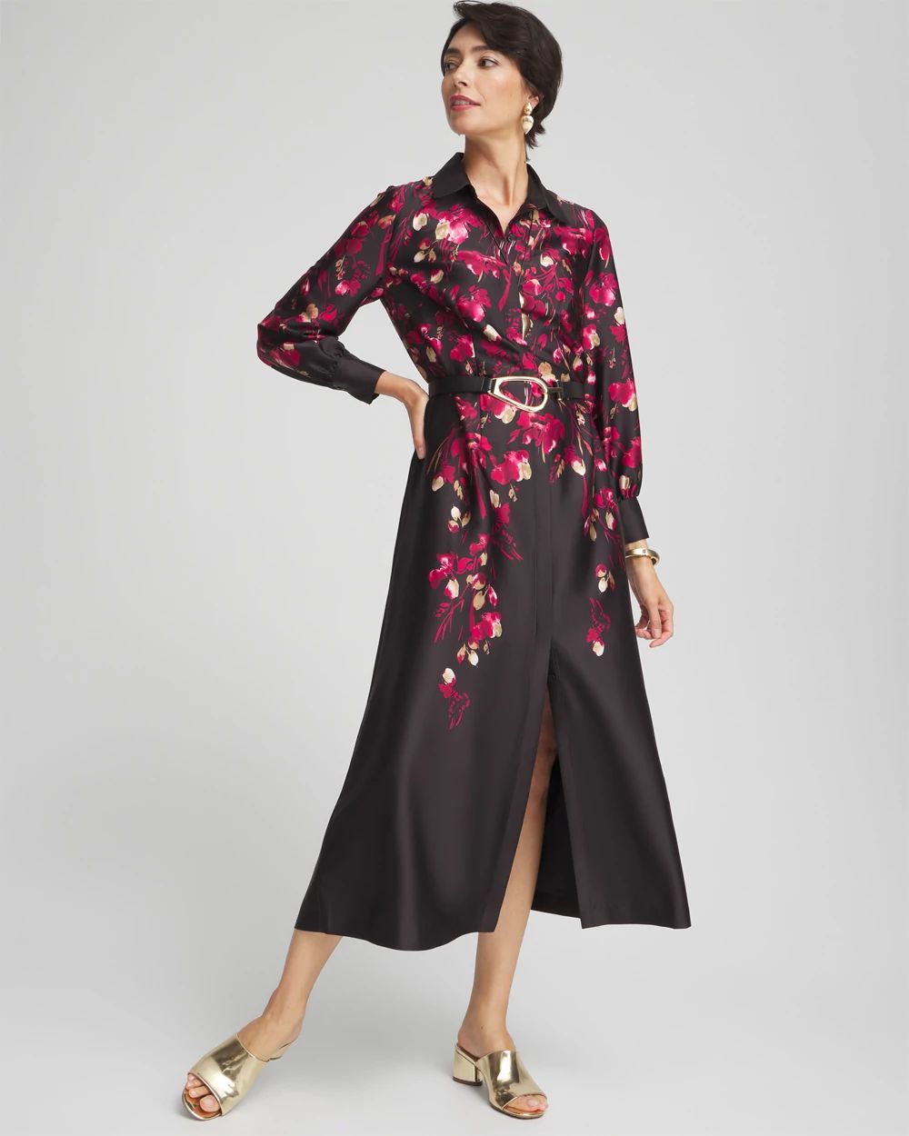 Leaf Print Shirt Dress