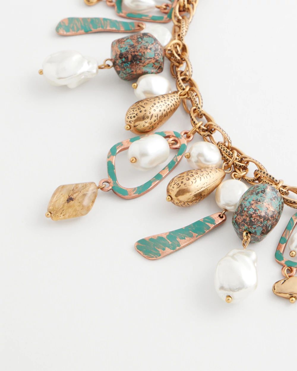 Copper Charm Bib Necklace