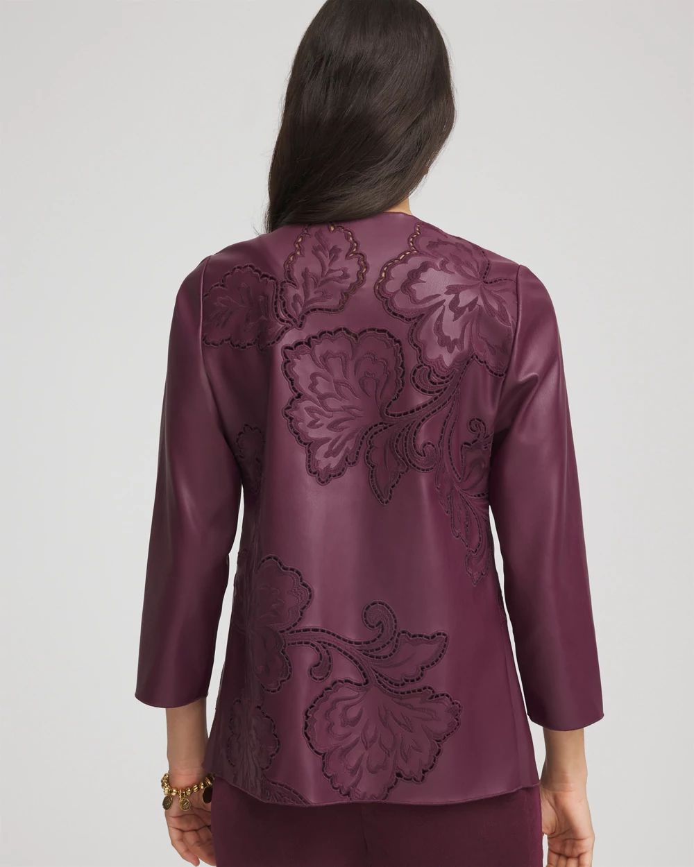 Travelers™ Collection Faux Leather Embroidered Jacket click to view larger image.