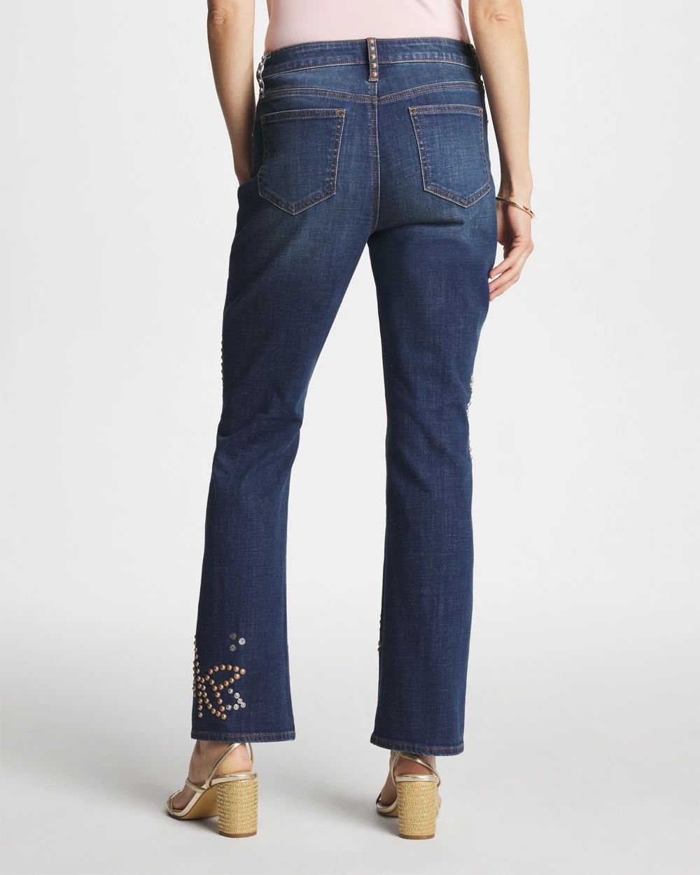 Embellished Girlfriend Cropped Flared Jeans click to view larger image.