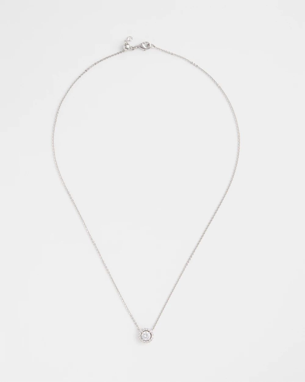 Silver Tone Drop Stone Necklace