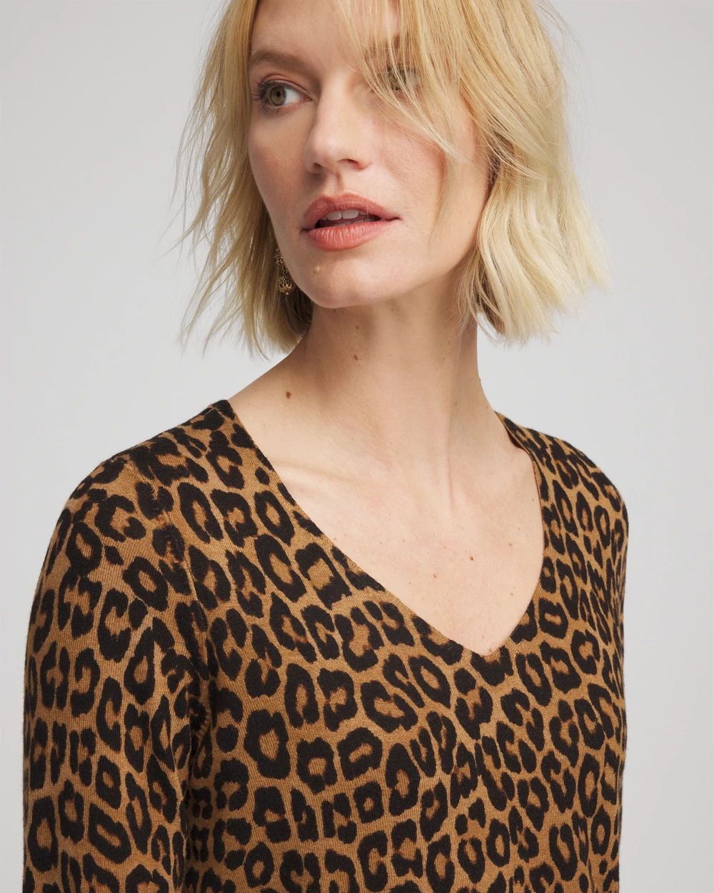 Ella V-Neck Printed Pullover Sweater