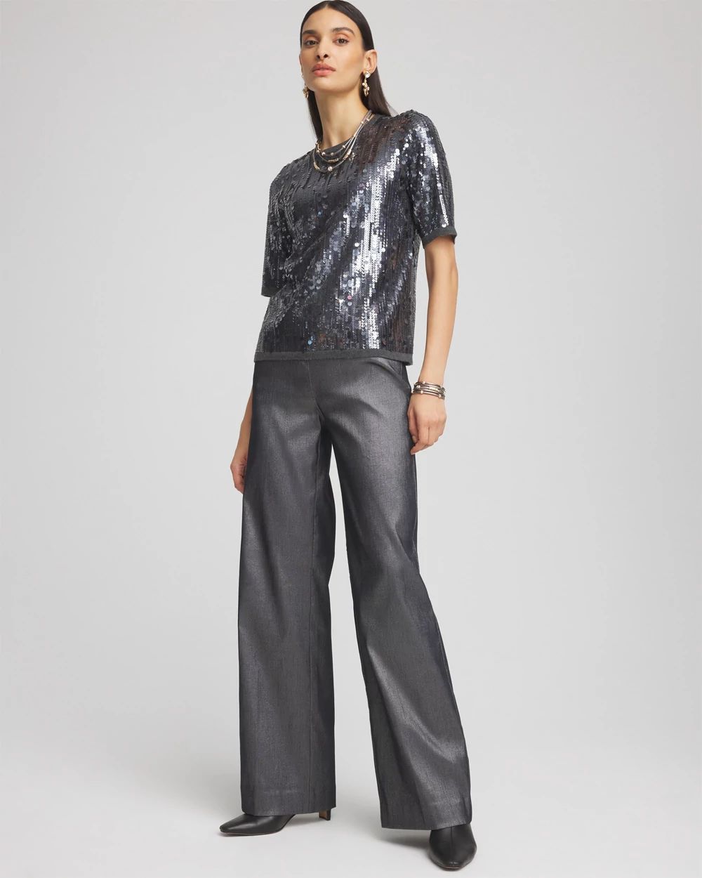 Silver Brigitte Wide Leg Pants