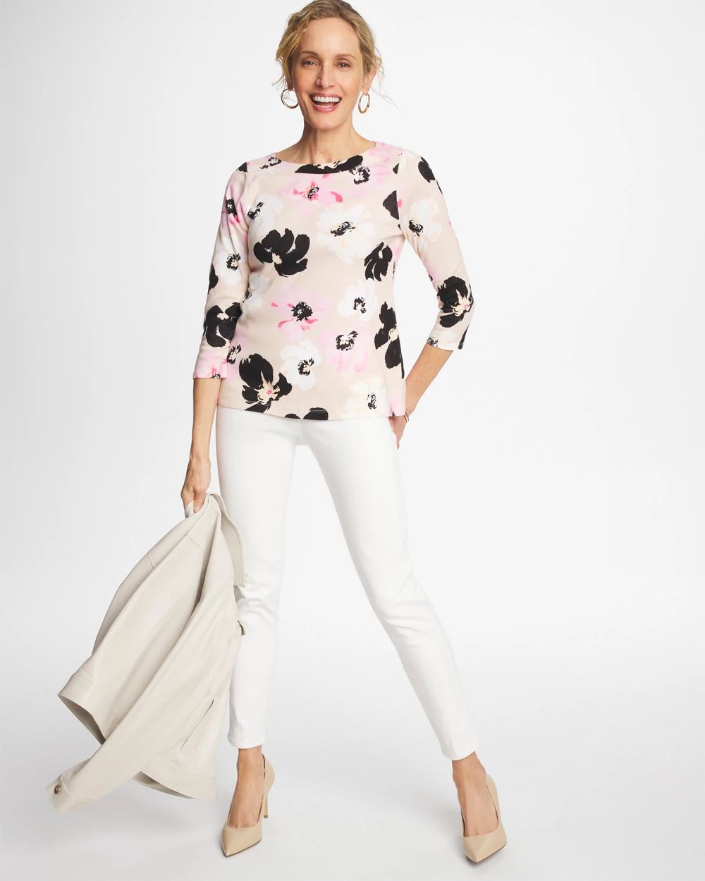 Printed Pima 3/4 Sleeve Tee