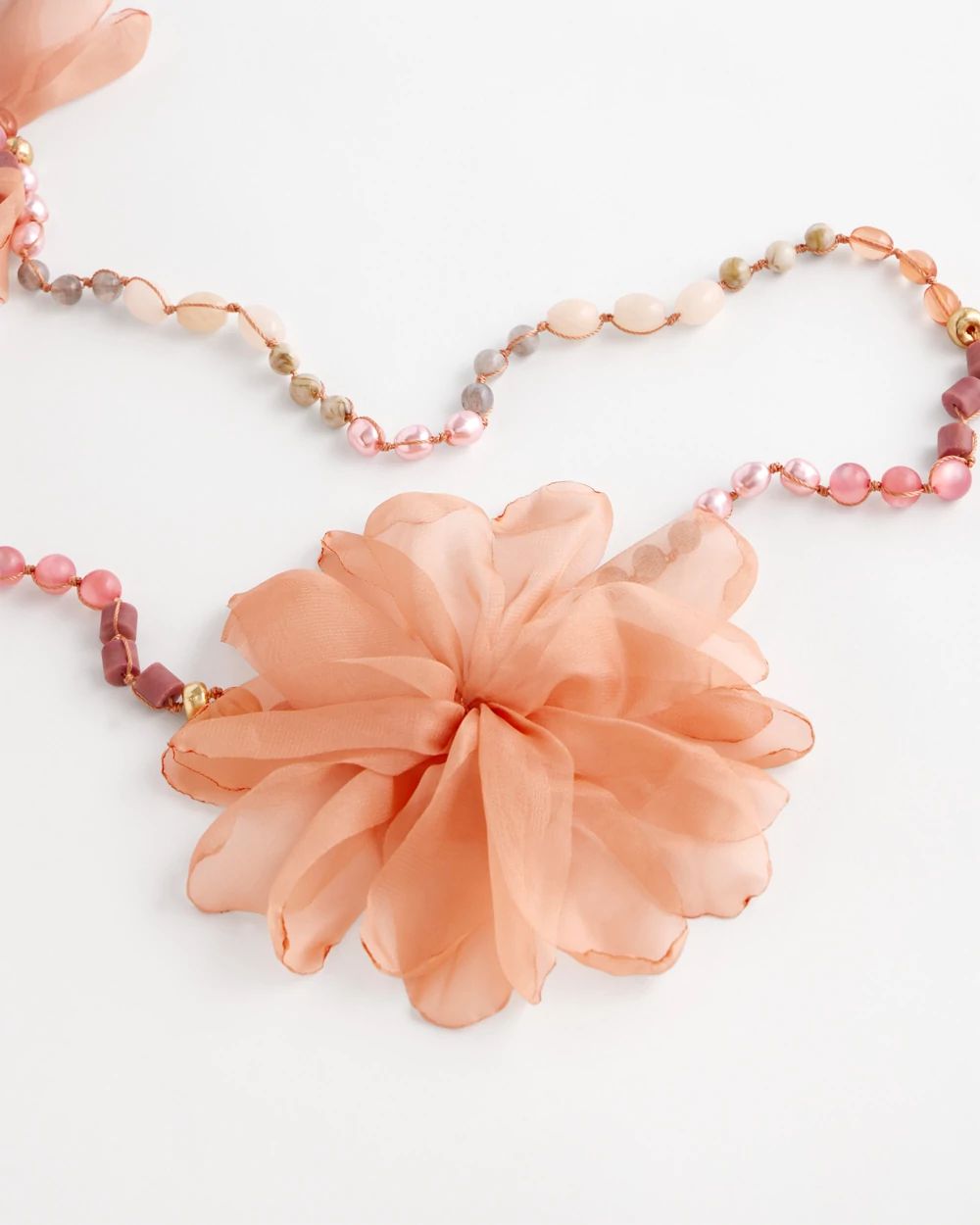 Pink Floral Aventurine Long Single Necklace click to view larger image.