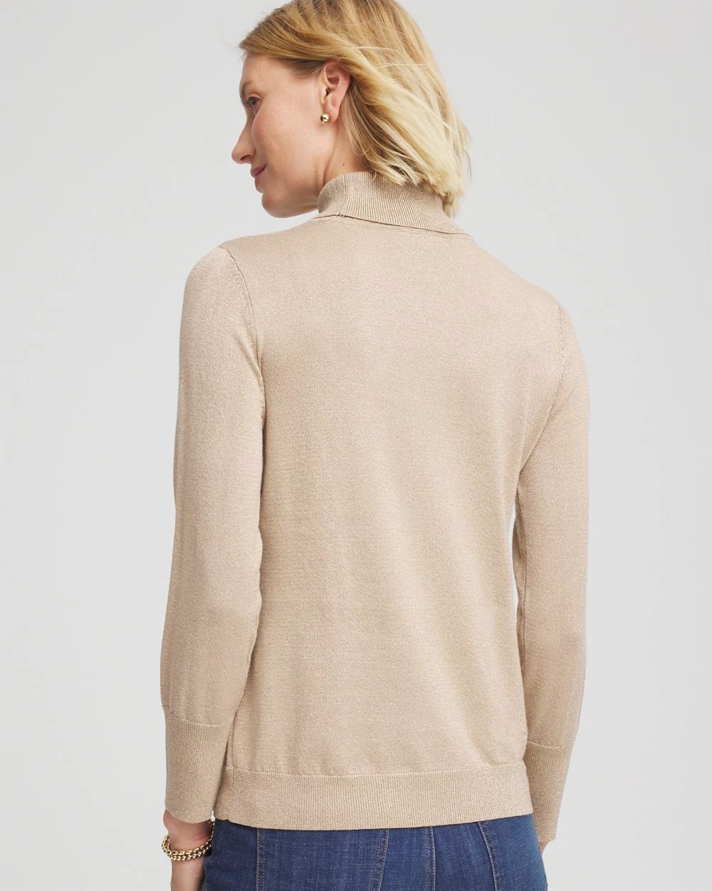 Metallic Turtleneck Pullover Sweater click to view larger image.