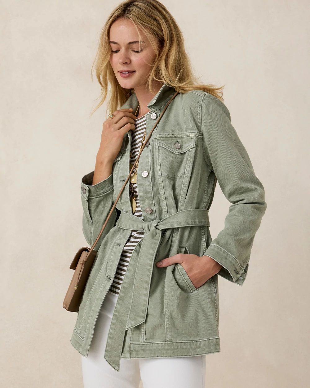 Elongated Belted Denim Jacket