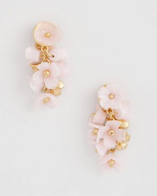Pink Flower Cluster Drop Earrings