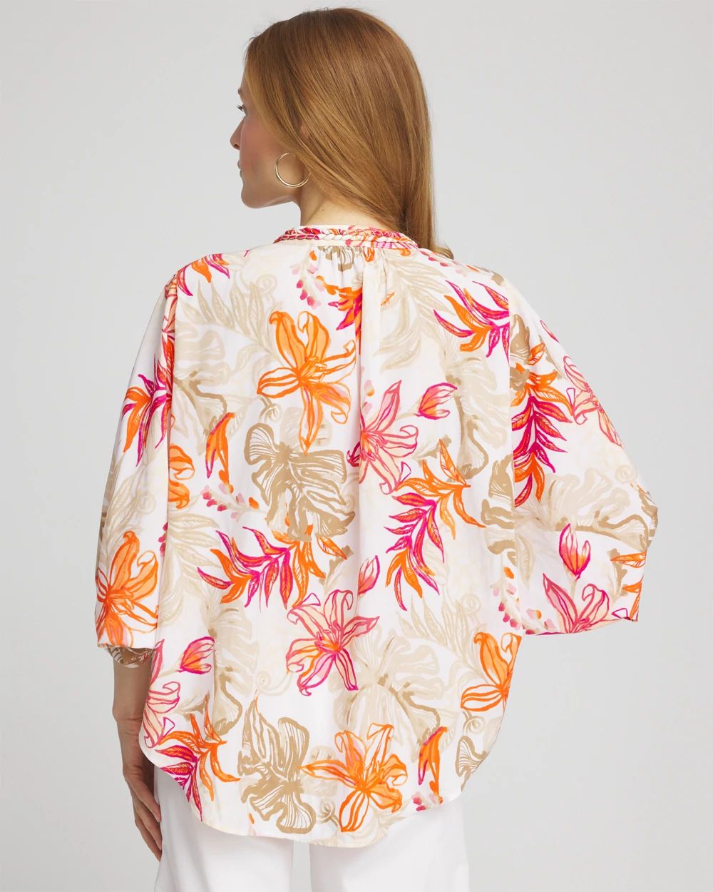 Floral Braided Batwing Blouse