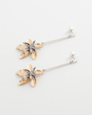 No Droop™ Mixed-Metal Floral Linear Drop Earrings