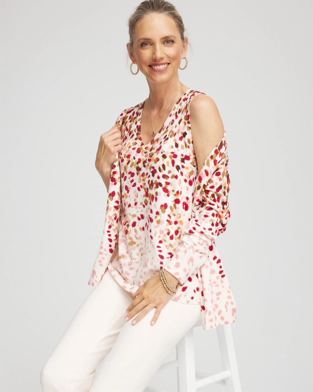 Ombré Printed Sleeveless V-Neck Tank click to view larger image.