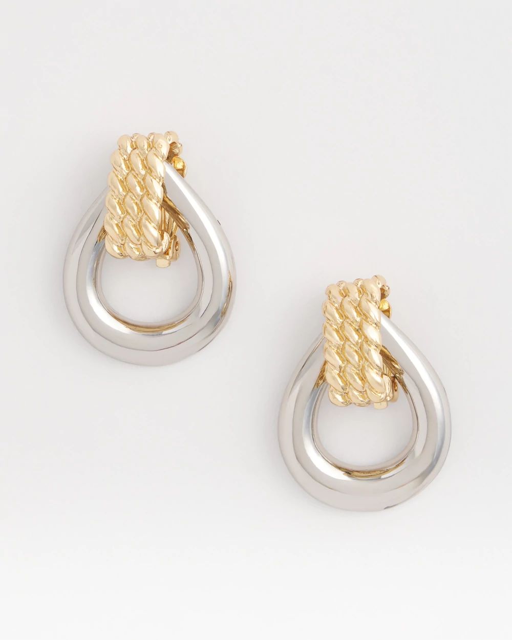 No Droop™ Mixed-Metal Teardrop Clip-On Earrings click to view larger image.