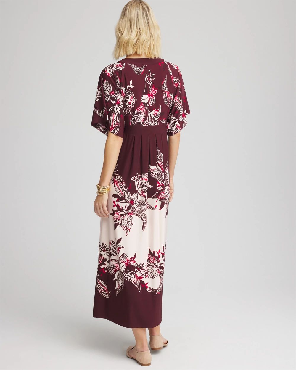 Floral Flutter-Sleeve Maxi Dress