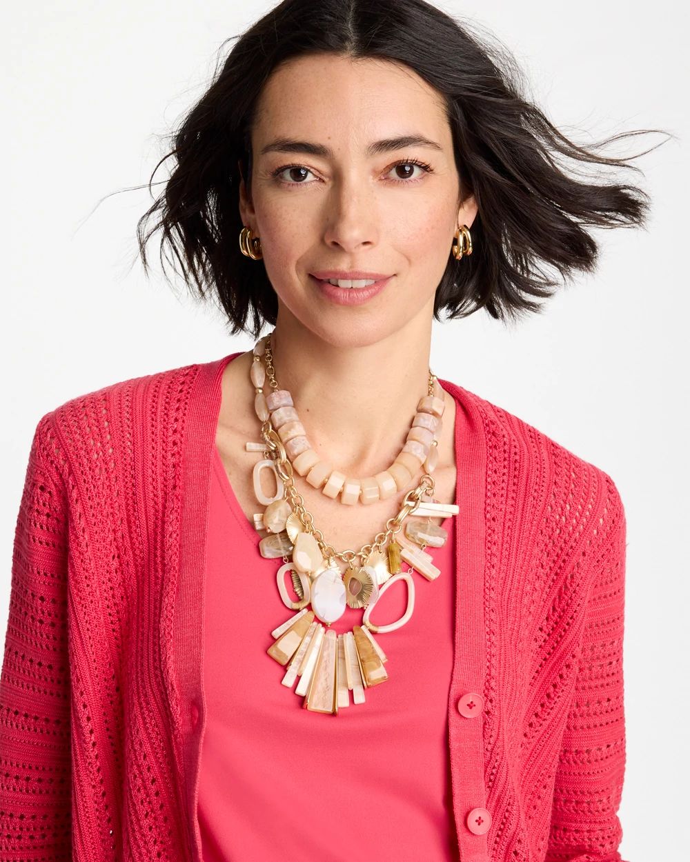 Chico's Originals Neutral Stone Bib Necklace click to view larger image.