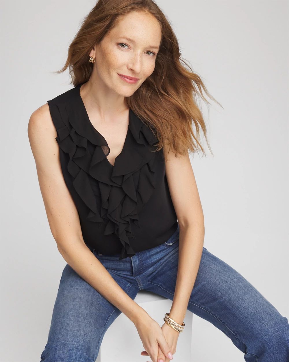 Satin Ruffle Tank click to view larger image.