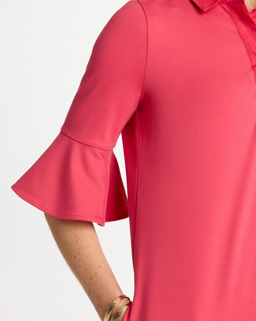 Flounce Sleeve Poplin Dress click to view larger image.