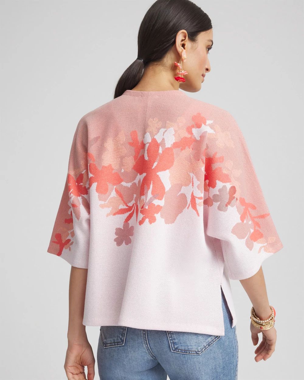 Jacquard Kimono-Style Cardigan click to view larger image.
