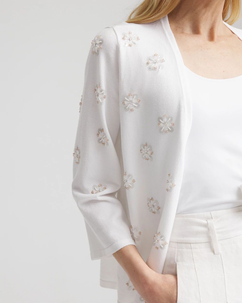 Floral Clear Sequined Cardigan