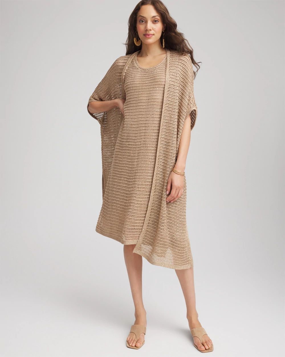 Crochet-Knit Sequins Tank Dress click to view larger image.