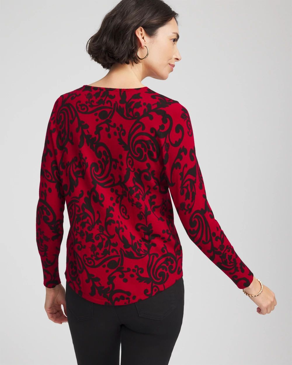 Ella Printed V-Neck Sweater click to view larger image.