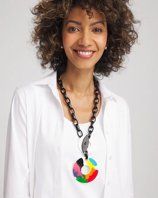 SYLCA® x Chico's Multi-Color Chain Toggle Necklace click to view larger image.