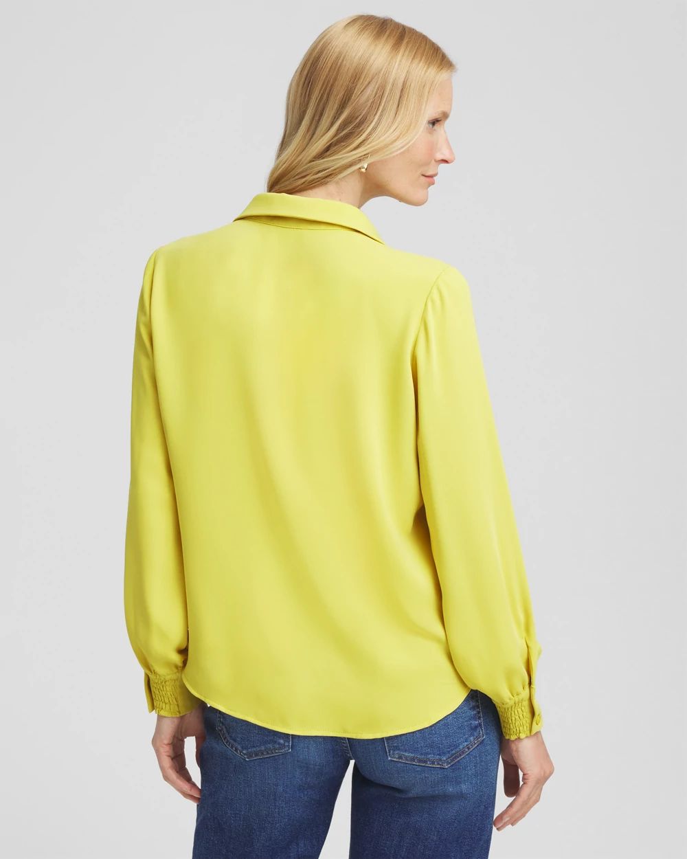 Satin Pleat Sleeve Shirt click to view larger image.