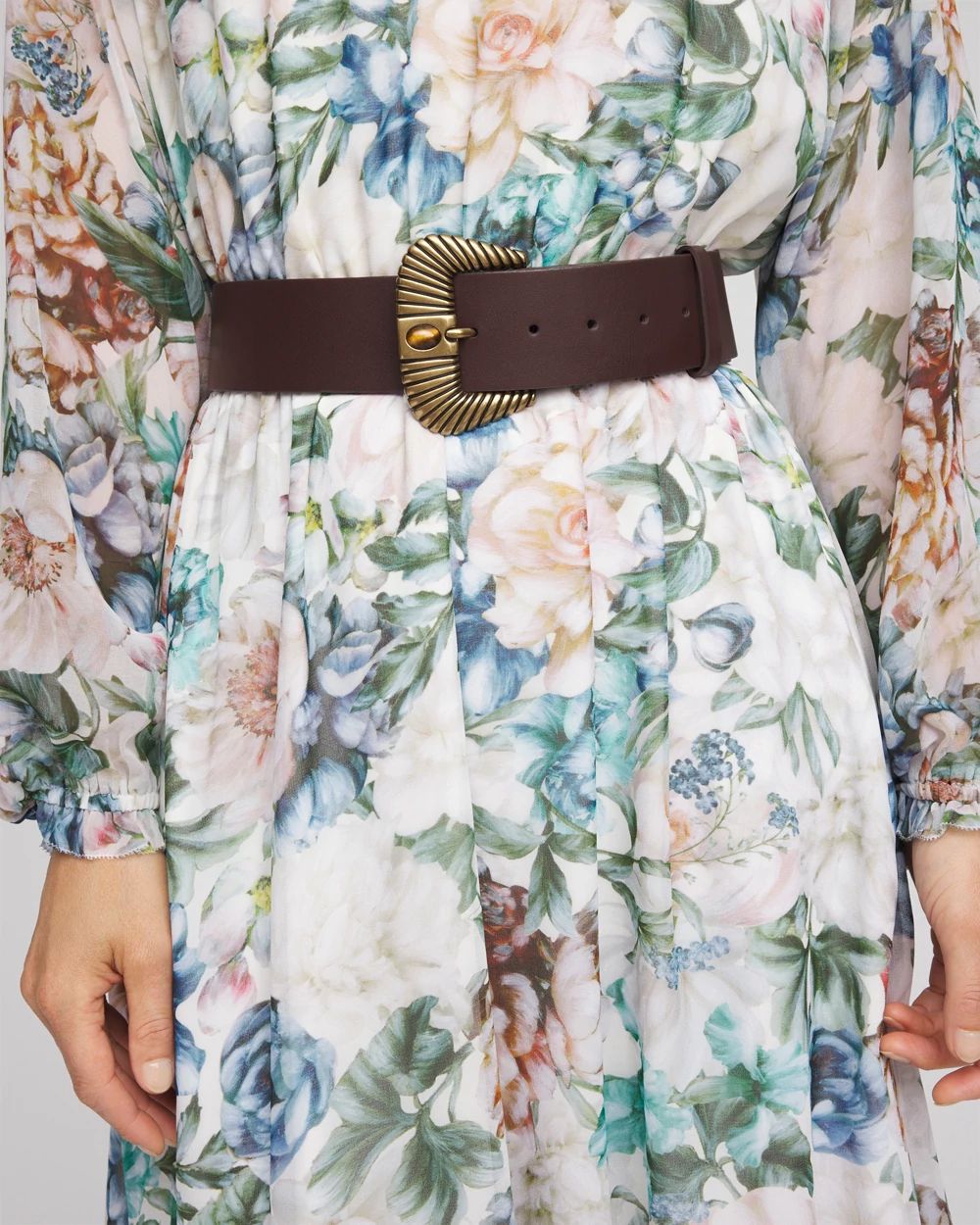 Leather Tiger's Eye Wide Belt