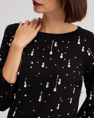 Drop Rhinestone Pullover Sweater click to view larger image.